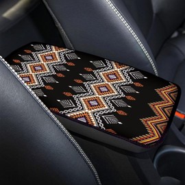 Center Console Armrest Cover Pad for Most Vehicle, Aztec Tribal Durable Armrest Cushion Protector for SUV, Truck, Car, Universal Fit Car Accessories Interior