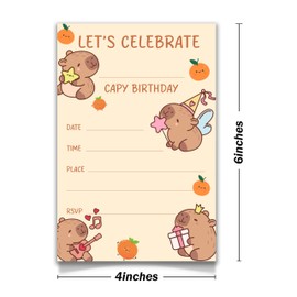 KGHYT Capybara Birthday Invitations 20 Cards With Envelopes,Birthday Party Invitations Birthday Party Supplies.(027)