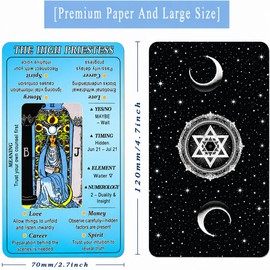 sishui Classic Tarot Cards for Beginners with Meanings on Them, Learning Tarot Deck with Upright & Reversed Insights, Keywords for Love, Money & Career, Premium Large Size 78 Cards