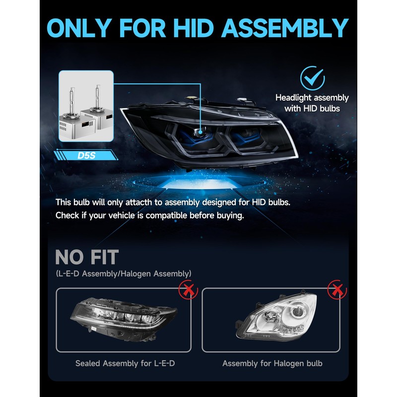 TOPLYGS D5S HID Xenon Headlight Bulb Fit for Chevy 2016