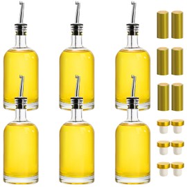 Tosnail 6 Pack 17 OZ Oil and Vinegar Dispenser Bottle, Glass Olive Dispenser with Stainless Steel Spout, Cork Cap and Shrink Films, Clear Oil Container, Oil Dispenser for Kitchen