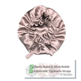 Atrube's Silk Satin Hair Bonnet Reversible Sleep Cap with adjustable tie band Head wrap for sleeping Hair Cover for women with FREE Scrunchies , Comb | Satin Hair Wrap