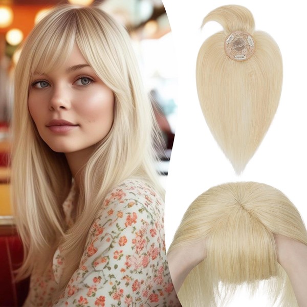 S-noilite Topper for Women Real Hair with Fringe 150% Density