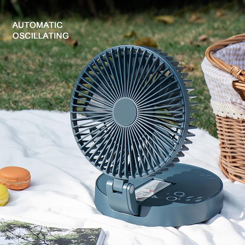 Desktop Folding Fan 3 Speeds USB Rechargeable Punch Free Electric