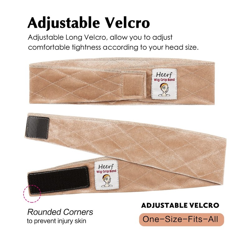 Heerf Adjustable Velvet Wig Grip Comfort Band, Wig Liner Headband,
