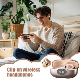 Wireless Earbuds with Ear Hooks | Lightweight Open Ear Clip Wireless Earbuds | Ergonomic Comfortable Lightweight Noise Cancelling Design for Running Gym Sport Workouts