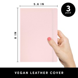PAPERAGE Lined Journal Notebooks, 3 Pack, (Blush), 160 Pages, Medium 5.6 inches x 8 inches - 100 GSM Thick Paper, Hardcover