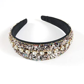 Diadema con Diamantes de Imitación para Mujer, Diadema con Cristales Brillantes, Acolchada, Ancha, Accesorios para El Cabello con Purpurina, Color Negro