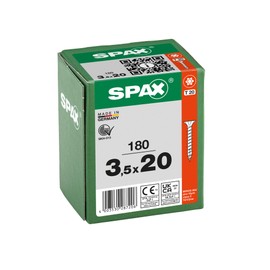 SPAX Wirox 8000000287206 Universal Screw, 3.5 x 20 mm, Pack of 180, Fully Threaded, Countersunk Head, T-Star Plus T20, 4CUT, Wirox