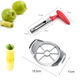 Pack of 2 Apple Slicers, Stainless Steel, Apple Corer, Pear Cutter, Fruit Cutter, Apple Scoop, Easy to Clean, Reusable for Quick and Easy Cutting of Fruits