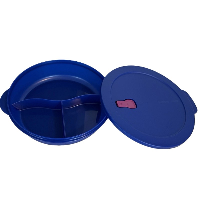 Tupperware CrystalWave Plus Divided Dinner Microwaveable 5 3/4 C Blue