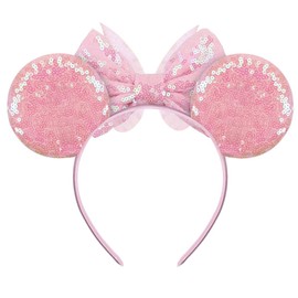 Mermaid Mouse Ears Bow Headbands, Glitter Hairbands Party Princess Decoration Cosplay Costume for Women Girls Kids