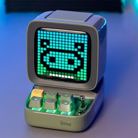 Divoom Ditoo Programmable Pixel Art LED-Bluetooth-Speaker Showing-Clock Emoji DIY Design for Home Wedding Party Decoration with Wireless App Control (Green)