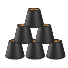 Royal Designs Black Empire Chandelier Shade - Clip On - Multiple Sizes Available - 3 x 5 x 4.25 (cs-116), black w/ gold lining, 6-pack