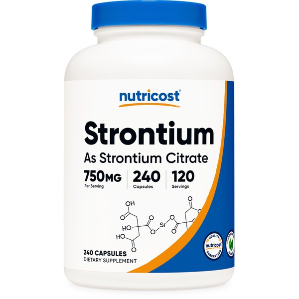 Nutricost Strontium Capsules 750mg, 240 Capsules - Vegetarian, Non-GMO, Gluten Free