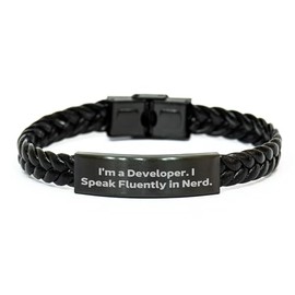 Developer Humor Gifts - Funny Interlaced Leather Bracelet for Men, Unique Valentine's Unique Gifts from Friends to Developers