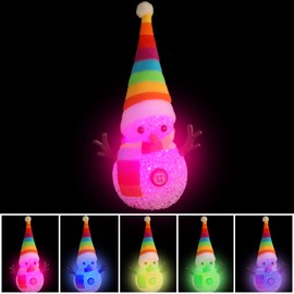 Honoson 5 Pieces 7 Colors Changing Glowing Snowmen Light Christmas Snowman Light Changing LED Night Light Table Decoration with Colorful Hats and Scarves for Home Christmas Party Decoration