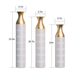 Udorich Elegant Set of 3 Metal Vases for Home Decor, Your Living Space with Style and Charm, 24in/28.7in/33.5in Heights