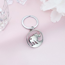 Elechobby Funny Hollow Out Rhinoceros Alloy Keychain,Cute Animal Keyring Nature Wildlife Decor,Purse Bag Backpack Charm