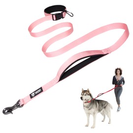 TSPRO Hands Free Dog Leash Adjustable Walking Running Dog Leash with Control Safety Padded Handle and Heavy Duty Clasp for Medium Large Dogs (Pink)