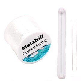 Malahill Elastic String Cord for Jewelry Making Bracelet Beading Thread,Stretchy String for Bracelets with 2 Pcs Beading Needles Beading Cord Clear 1.0mm