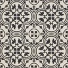 12x12 Flora Black White Encaustic Ceramic Tile (one Piece)