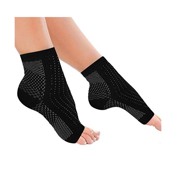 Upgraded Compression Foot Sleeves Plantar Fasciitis Socks - 3 Pairs Ankle Support Socks for Plantar Fasciitis Pain Relief, Heel Pain, and Treatment, Black ( Size L )
