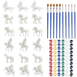 Newpop 18 Piece Unicorn Craft Set, Girls Craft Set with Pigments and Brush, Unicorn Toy, Unicorn Gifts Painting Set, Unicorn Craft Set Painting Set for Children, DIY Unicorn Painting Set Craft Set