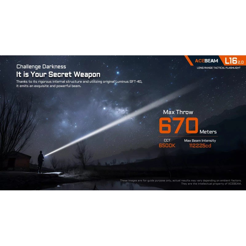 Acebeam L16 2.0 Green 2100 Lumen USB-C Rechargeable 112k Candela