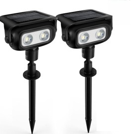 Lebenwell Solar Lights Outdoor, Motion Sensor Outdoor Solar Spotlights Waterproof, Outside Wall Lights, Outdoor Lights Solar Powered for Garden/Patio/Yard/Lawn/Backyard, Warm Yellow Light, 2 Packs