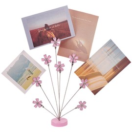 FINGERINSPIRE Photo Tree Holder Clip Cherry Blossoms 8-Branch Family Tree Picture Frame Pearl Pink Flower 304 Stainless Steel Name Card Photo Memo Holders with Iron Clip for Wedding Birthday Party