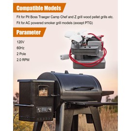 JUFZQO 120V 60Hz Auger Motor Fit for Pit Boss Grill Models, Compatible with All Pit Boss Pellet Grill and Camp Chef Pellet Grill, 2-Pole 2.0 RPM