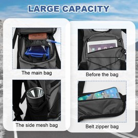 flintronic Lightweight Breathable Bike Backpack, 8L Waterproof Breathable Cycling Bicycle Rucksack, Hydration Backpack, Reflective Bag, Foldable Running Daypack for Cycling, Jogging, Hiking-Gray