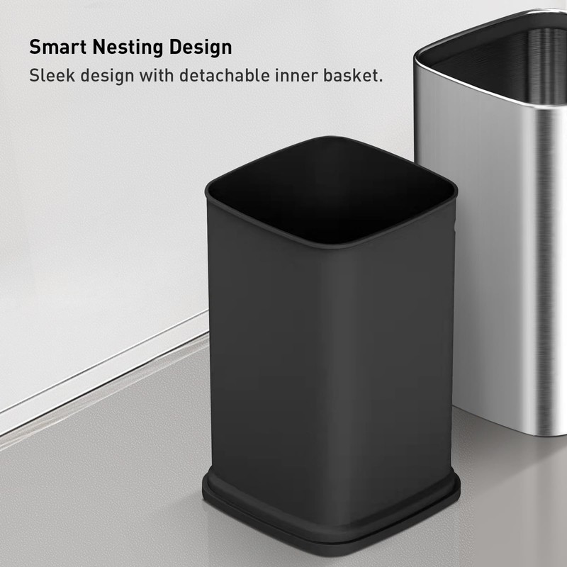 EKO 2-Pack Open Top Trash Can with Removable Inner Basket,
