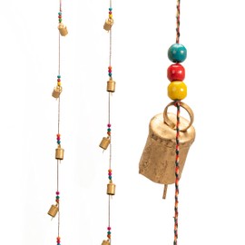 Tarini Gallery Set of 2 Rustic Vintage bell hangings for Home decor Wall decoration Garden - 5 handmade bells in a string with beads.Wind Chime Bell Chime Cow Cat Cattle bells Gifting