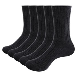 YUEDGE Women's Dress Socks Breathable Cotton Socks Thin Black Sock For Women Size 9-11, Combed Cotton, Lycra Elastic, 5 Pairs/Box