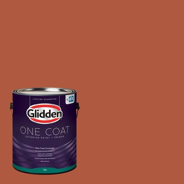Glidden Exterior Paint + Primer: Red/Glowing Firelight, One Coat, Flat,