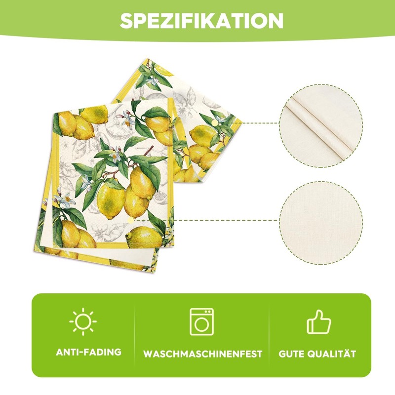Artoid Mode Lemon Summer Table Runner, Seasonal Spring Kitchen Dining