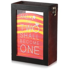 Unity Sand Ceremony Shadow Box Two Become One Rustic Shadow Box for Wedding Wood and Clear Acrylic Sand Box for Weddings, Vow Renewal, Beach Home Decor, 6 x 8.5 x 3 Inches