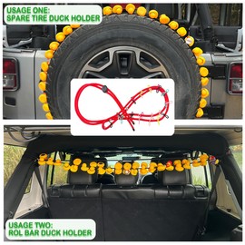 Duck Holder for Spare Tire,Hold up to 60 Rubber Ducks Holder Compatible with Jeep Wrangler YJ TJ JK JL JT,Red Paracord Duck Holder