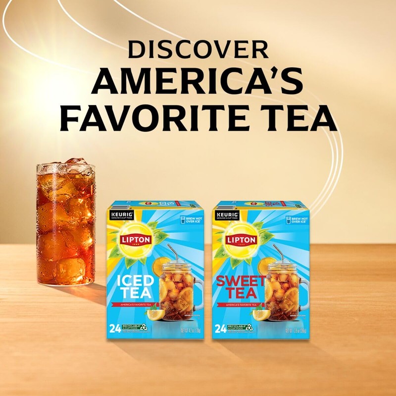 Lipton Unsweetened Black Iced Tea K-Cups 24-Pack for Keurig Coffee