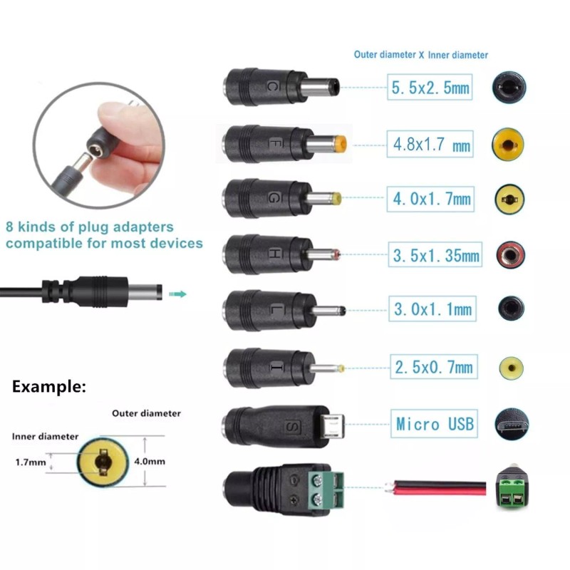 GuanTing 15V 1A AC Power Adapter with 8 DC Plug