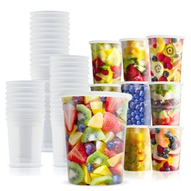 Hygloss Premium Plastic Deli Containers with Airtight Lids - Leakproof, Microwave, Dishwasher & Freezer Safe Ideal for Meals, Soups, Slime BPA-Free & Stackable 32 oz. 36 Pk