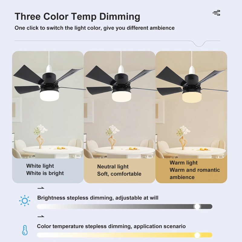 Ceiling Fan with Lights and Remote Control, E26 Ceiling Fan