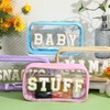 SilTriangle 4 Pcs Mama and Baby Toiletry Bag Clear Chenille