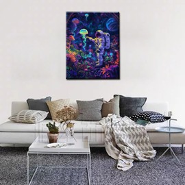 Astronaut Paint by Numbers for Adults and Children,Luminous Jellyfish DIY Acrylic Watercolor Painting by Numbers for Adults and Beginners 16x20 inch Painting Craft On Canvas Home Decor(Without Frame)