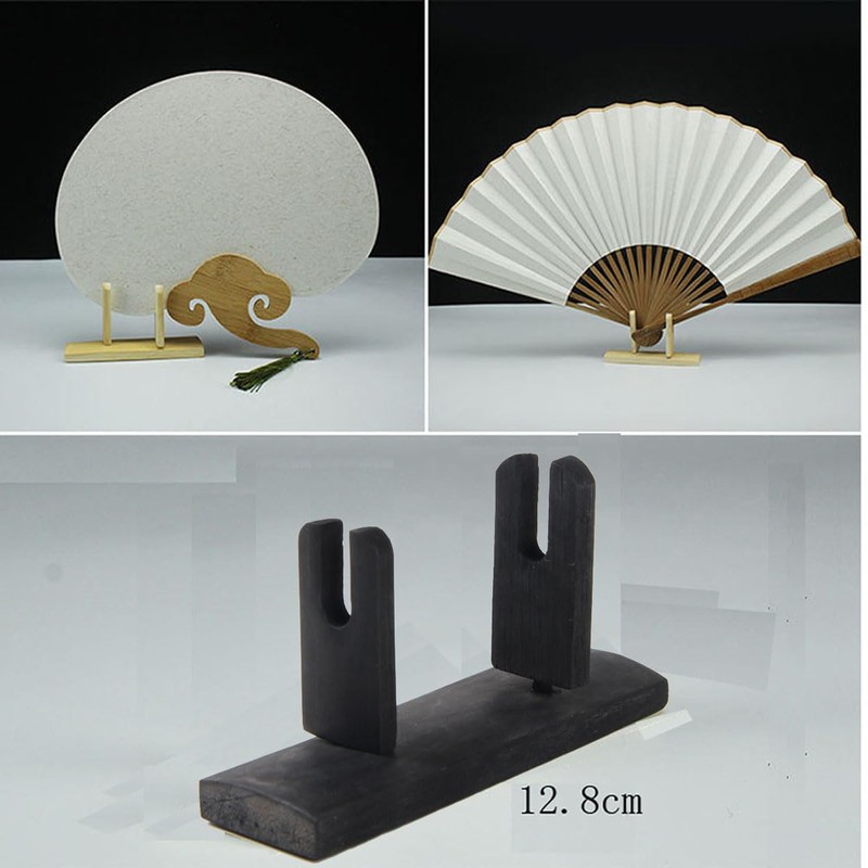 luzen 1Pc Bamboo Decorative Folding Fan Display Stand Holder Hand