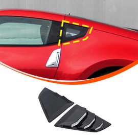 Daeiclru Rear Side Window Louvers Compatible with Nissan 370Z 2009-2020, Rear Side Window Louver Decorate Cover, Air Vent Scoop Shades Cover Accessories (Glossy Black)