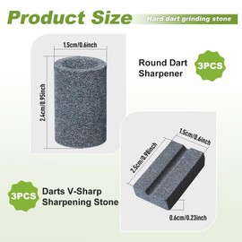 YGCQFH 6 PCS Dart Sharpener, 3 Round Dart Sharpening Sand Stones 3 V-Sharp Sharpening Stone for Metal Dart Tips, Portable Dart Tip Sharpener, Darts Burrs Darts Sharpener Tool Darts Stuff