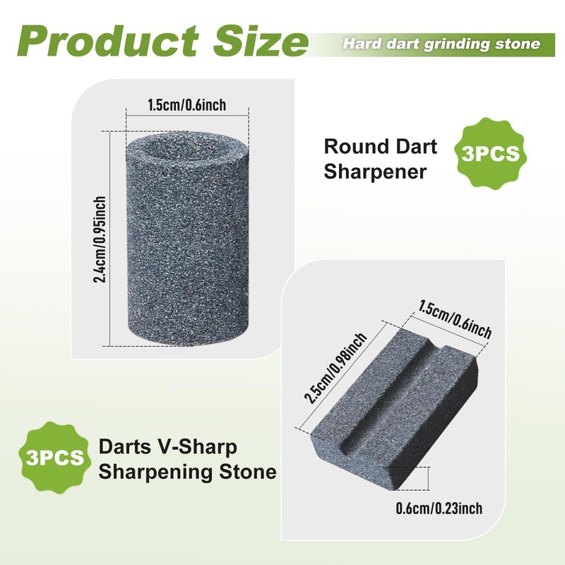 YGCQFH 6 PCS Dart Sharpener, 3 Round Dart Sharpening Sand